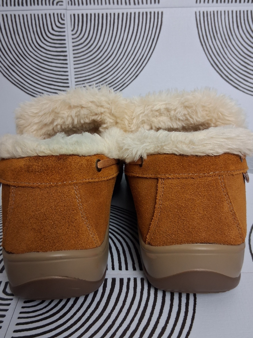 Orthofeet Womens 10 Wide Brown Faux Fur Lined Comfort Slip On Moccasin Slippers - Picture 5 of 13